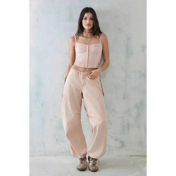 Urban Outfitters Pink Corset Style Camisole Top Hook & Eye Closure Mesh Back XL - Picture 2 of 8